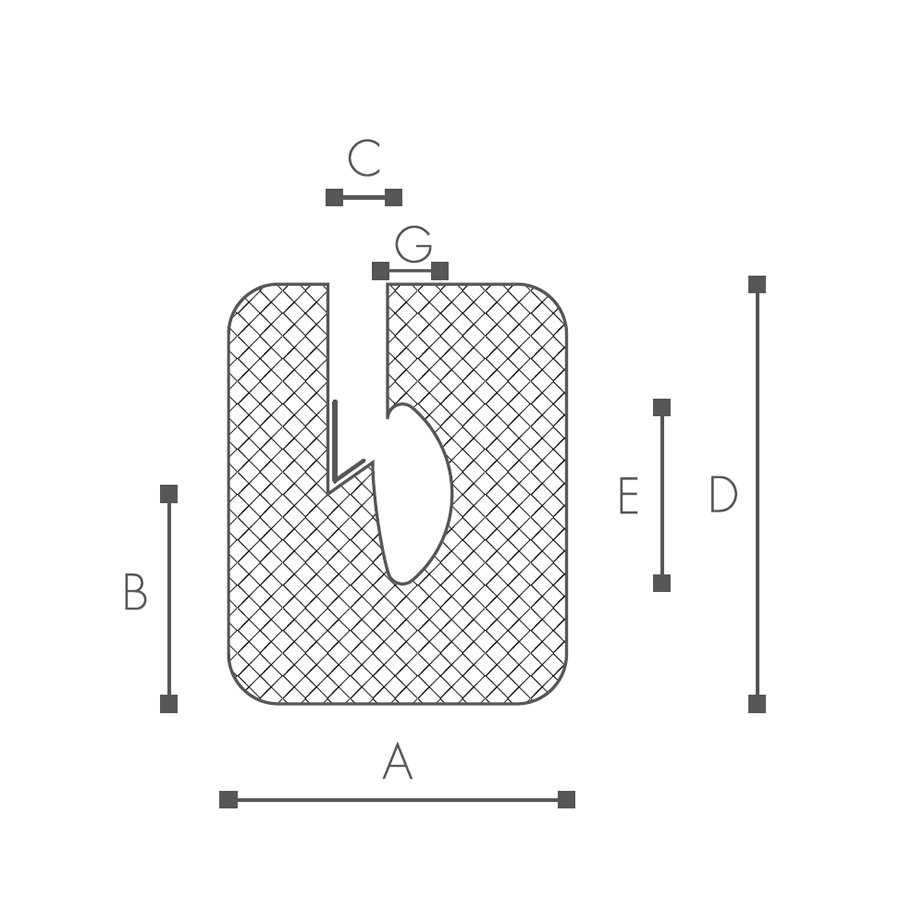Abmessungen des Schaumprofils (siehe Preistabelle)