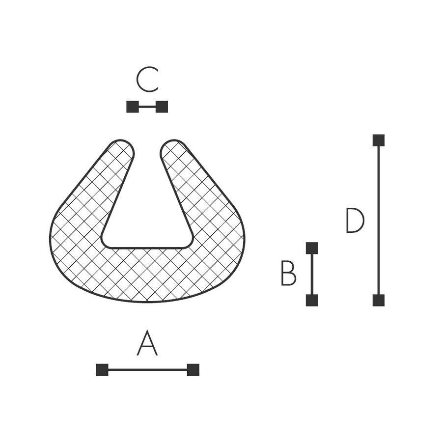 Abmessungen des Schaumprofils (siehe Preistabelle) Abmessungen des Schaumprofils (siehe Preistabelle)