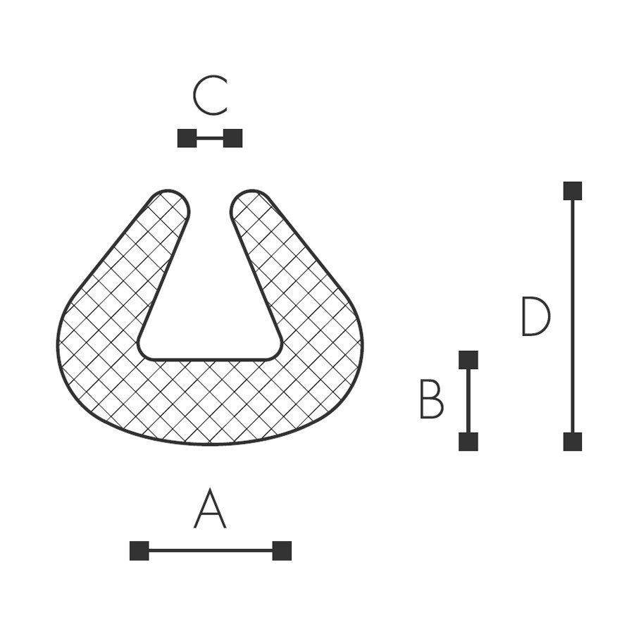 Abmessungen des Schaumprofils (siehe Preistabelle)