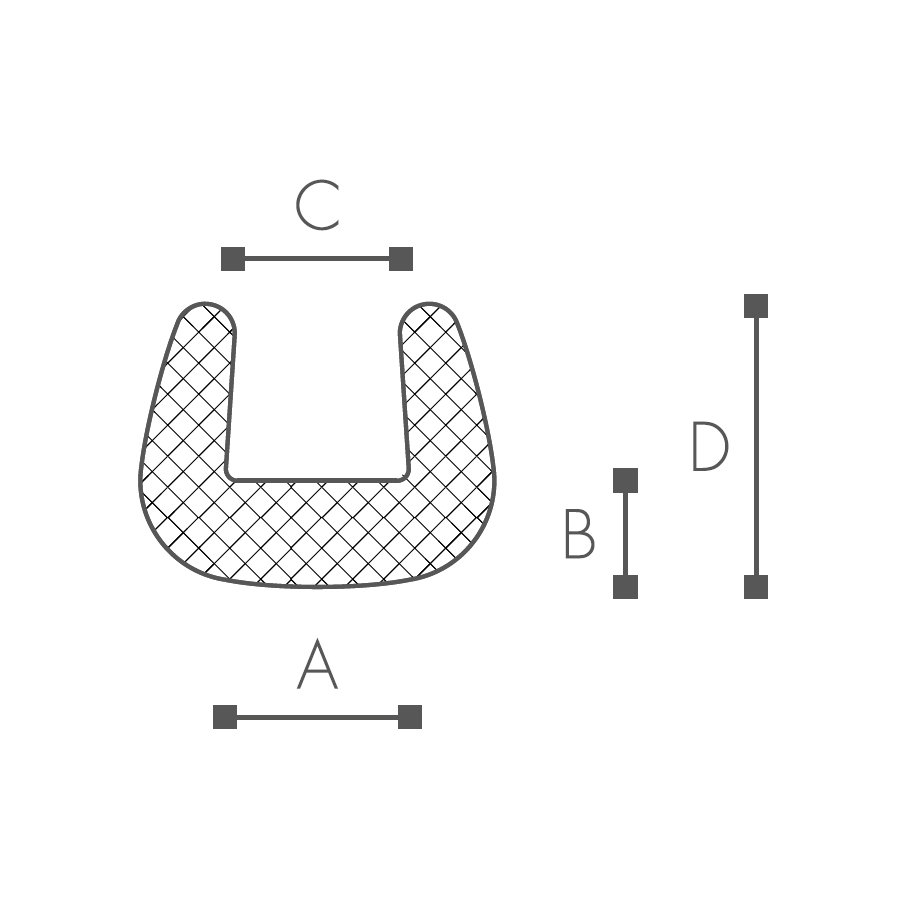 Abmessungen des Schaumprofils (siehe Preistabelle)