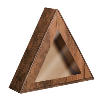 Dreieckige Geschenkbox in Holzoptik mit Sichtfenster - für kleine Aufmerksamkeiten mit großer Wirkung