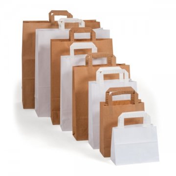 Kraftpapier-Tasche mit flachem Henkel: die klassische Papiertragetasche