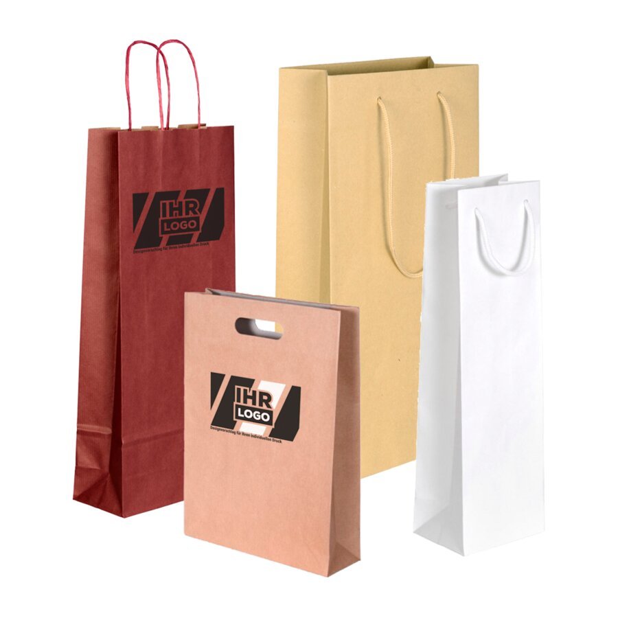 Flaschentte aus Kraftpapier, bedruckt