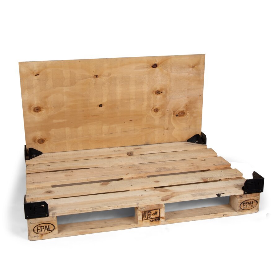 Einfach Verbindungsecken auf der Palette befestigen...