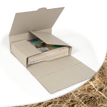 Drehfix Universal- und Buchverpackung aus Graspapier