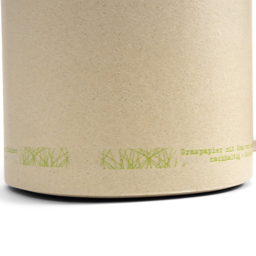 Der grne Aufdruck weist auf das enthaltene Graspapier hin