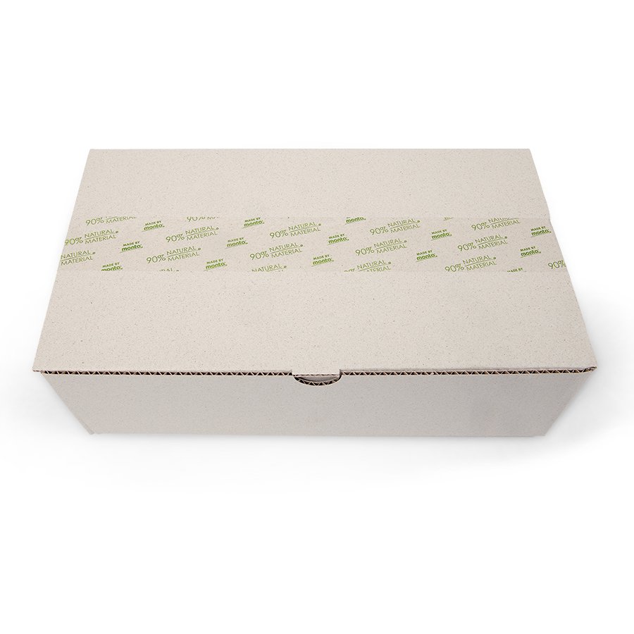 Verschlossener Karton mit Band mit Aufdruck