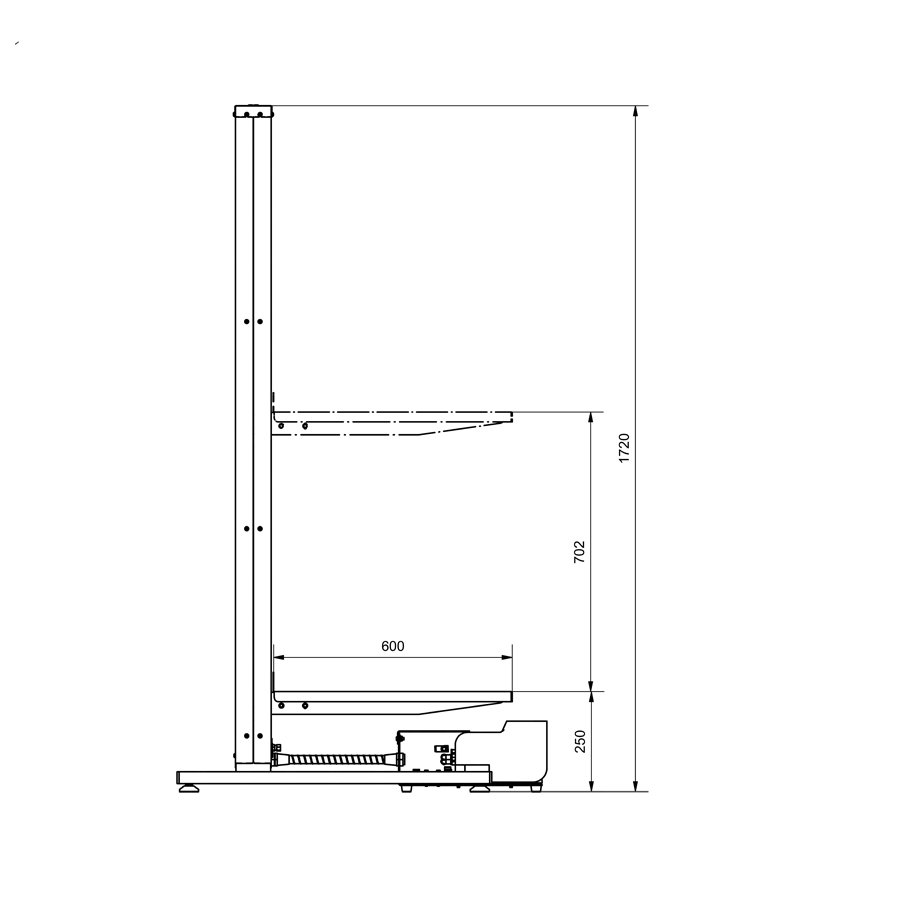 Plattformgre: 450x600mm; Hublnge: 700mm; Gesamthhe 1720mm