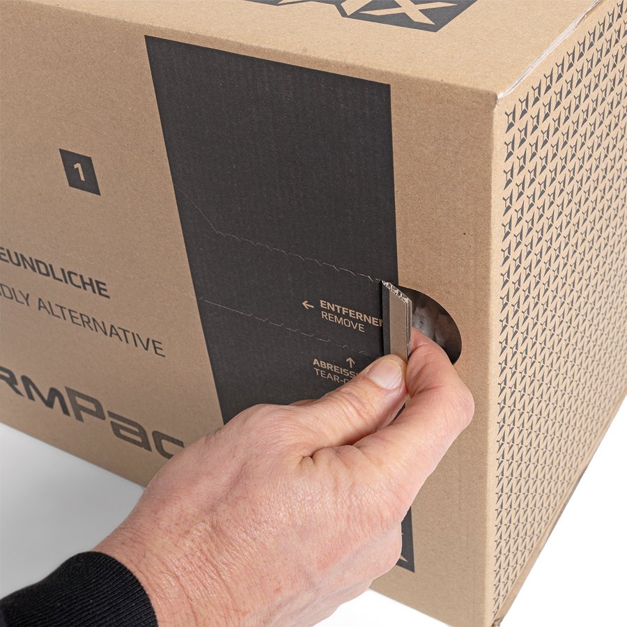 Die Spendebox ist dank Aufreißperforation schnell einsatzbereit Die Spendebox ist dank Aufreißperforation schnell einsatzbereit