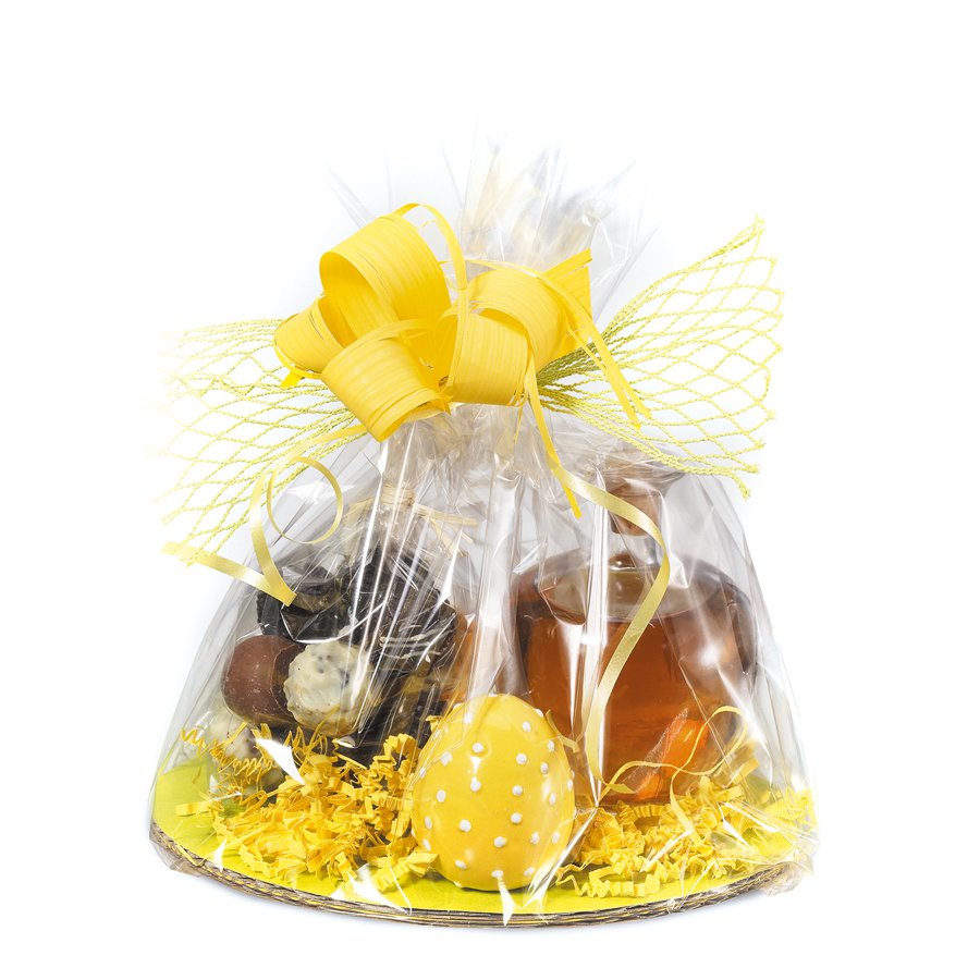 Dekotipp: Durch die durchsichtige Folie kommen die verpackten Geschenke besonders gut zur Geltung