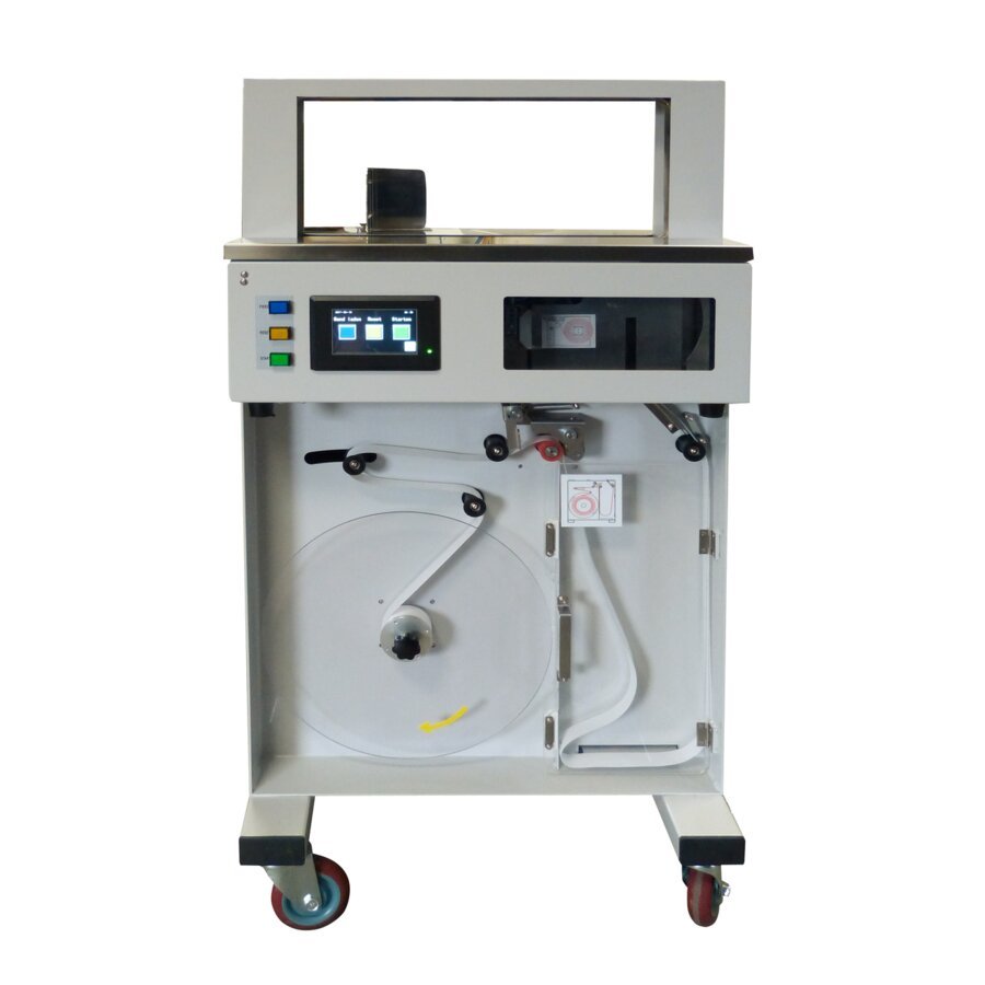 Front der Banderoliermaschine mit Unterbau