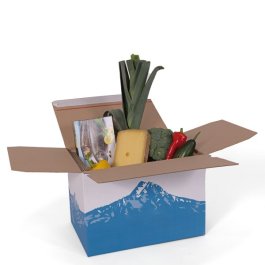 Thermokarton, mit Selbstklebe-Verschluss