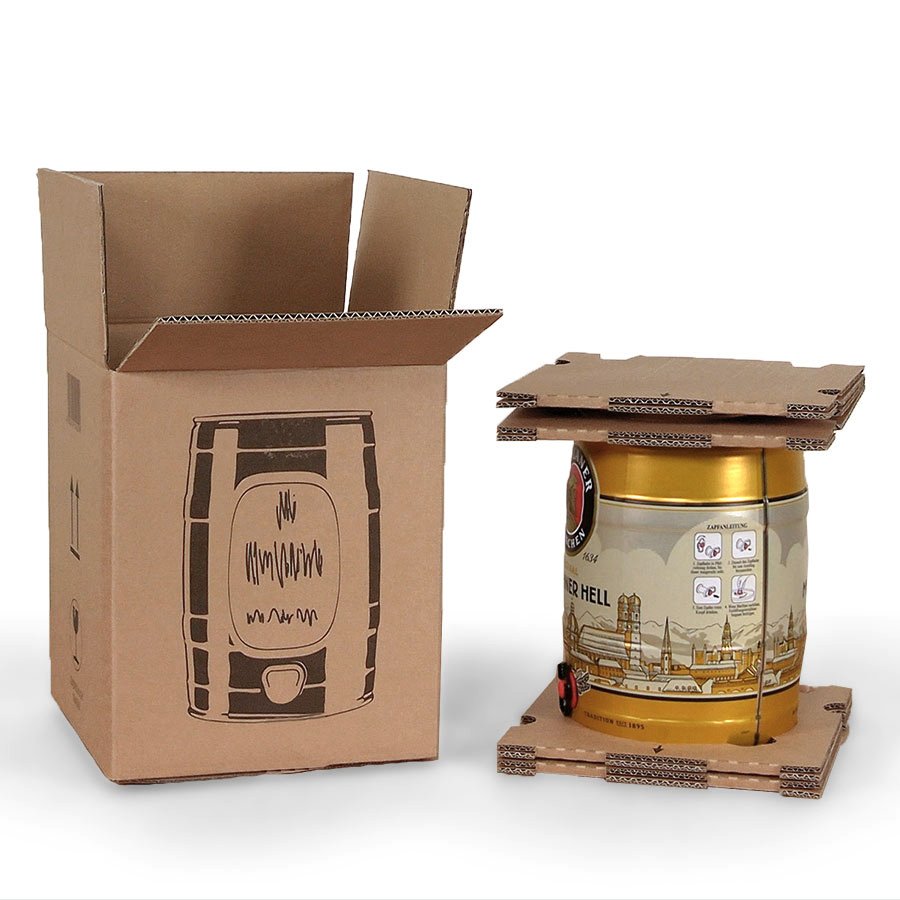 Wellpappverpackung bestehend aus drei Teilen, Karton inkl. zwei Falteinlagen