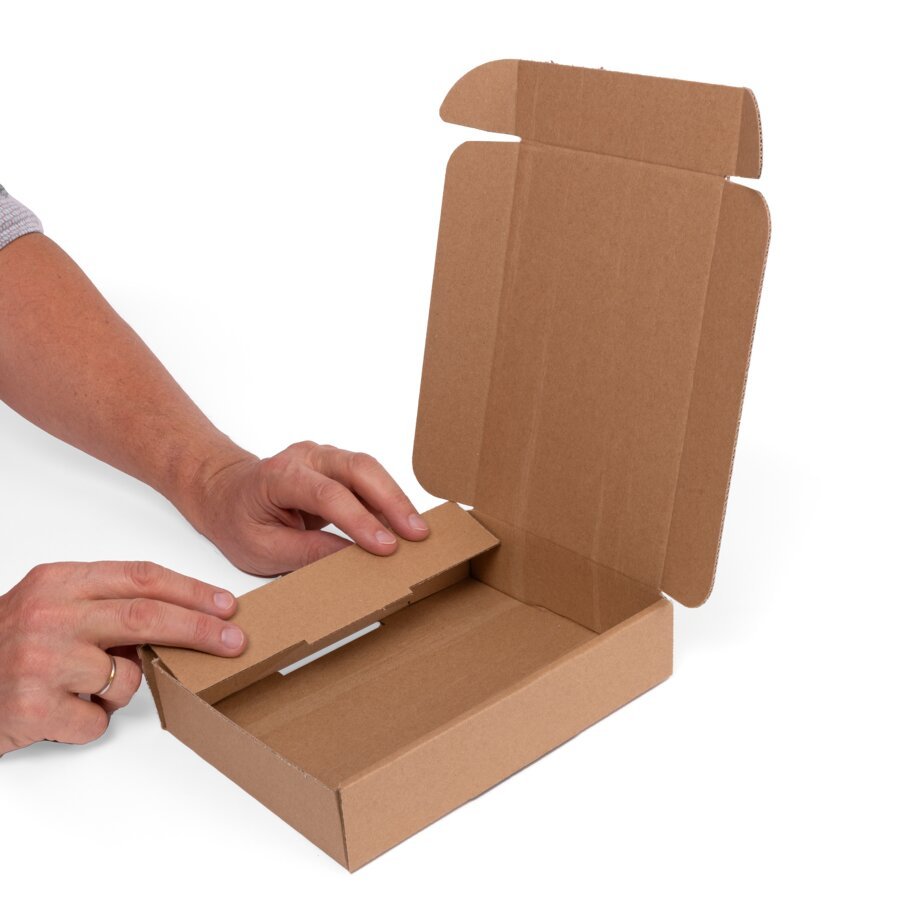 Klappschachtel mit �ffnung auf der Breitseite