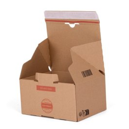 Geffneter Versandkarton mit Sicherheitsverschluss
