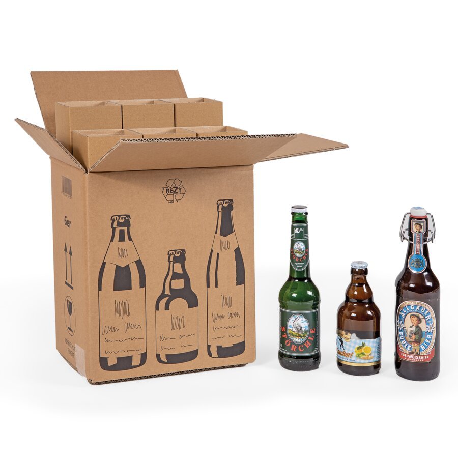 Zertifizierte Bierflaschenkartons je nach Ausführung für 3 bis 12 Bierflaschen Zertifizierte Bierflaschenkartons je nach Ausführung für 3 bis 12 Bierflaschen