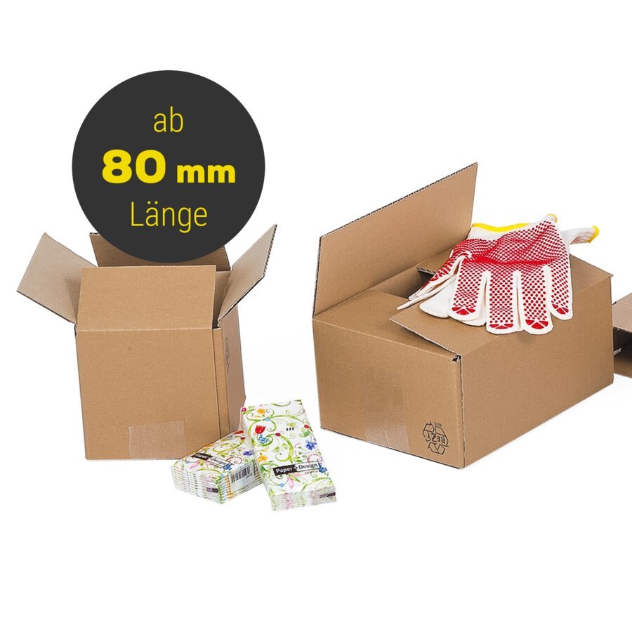 Wellpapp-Faltkartons in unterschiedlichen Gren ab 80 mm Lnge