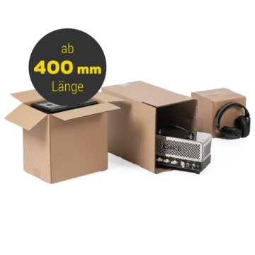 Wellpapp-Faltkartons in unterschiedlichen Größen ab 400 mm Länge
