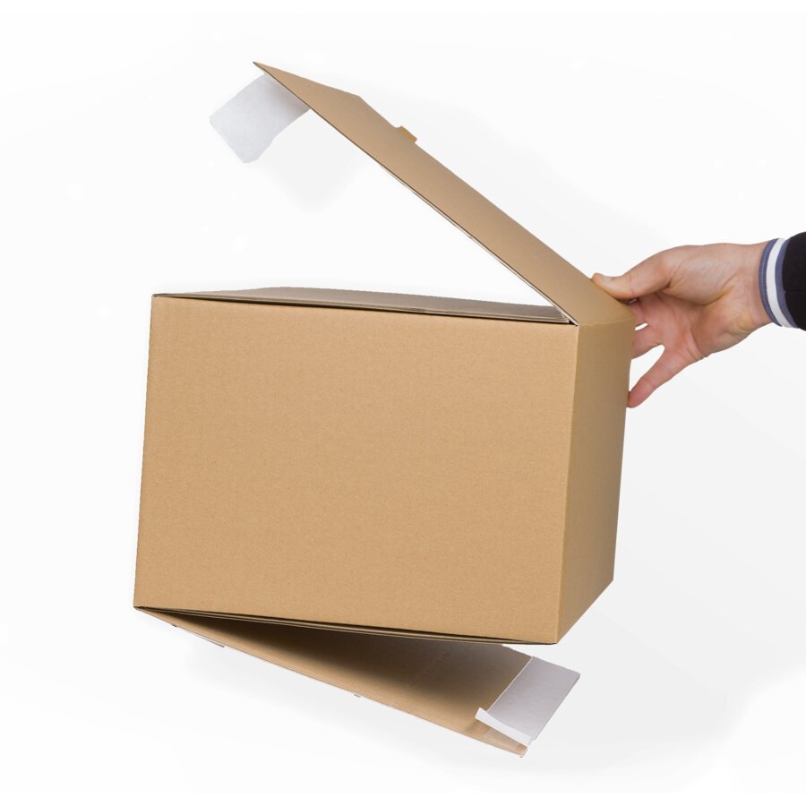 Beidseitig vollüberlappende Klappen mit Selbstklebe-Verschluss Beidseitig vollüberlappende Klappen mit Selbstklebe-Verschluss