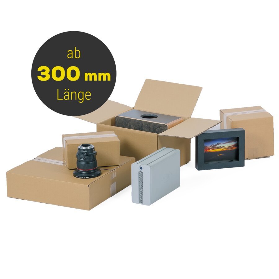 Wellpapp-Faltkartons in unterschiedlichen Gren ab 300 mm Lnge