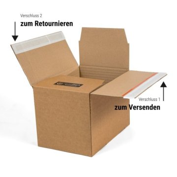 Nach dem ersten Verschlie&szlig;en kann der Karton ge&ouml;ffnet, wiederverschlossen und nochmal verschickt werden
