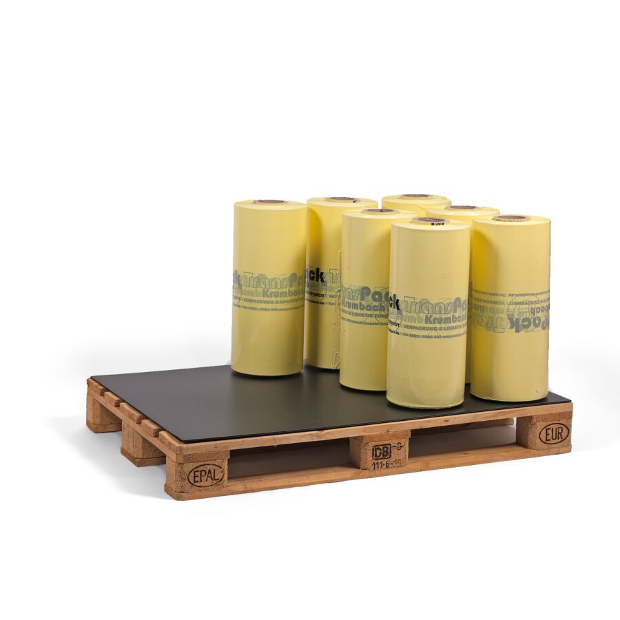 Die robusten Zwischenlagen aus PP-Hohlkammerprofil stabilisieren einzelne Waren auf der Palette