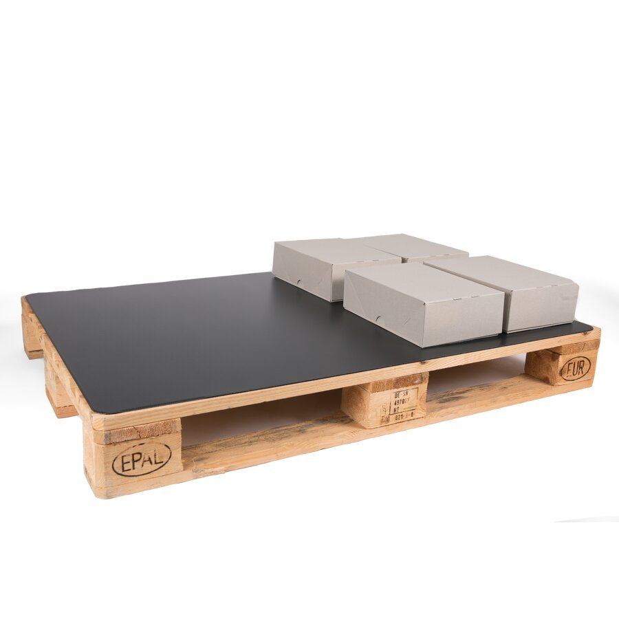 Die schwarzen Platten gibt es bei uns im praktischen Europaletten-Format, weitere Gren auf Anfrage