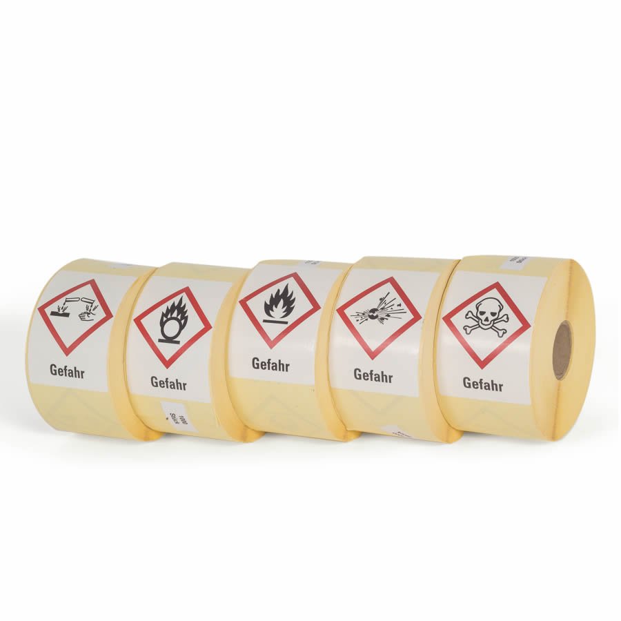 5 Rollen Etiketten mit Gefahrgutsymbol