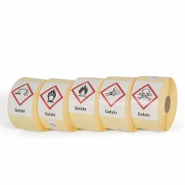 5 Rollen Etiketten mit Gefahrgutsymbol