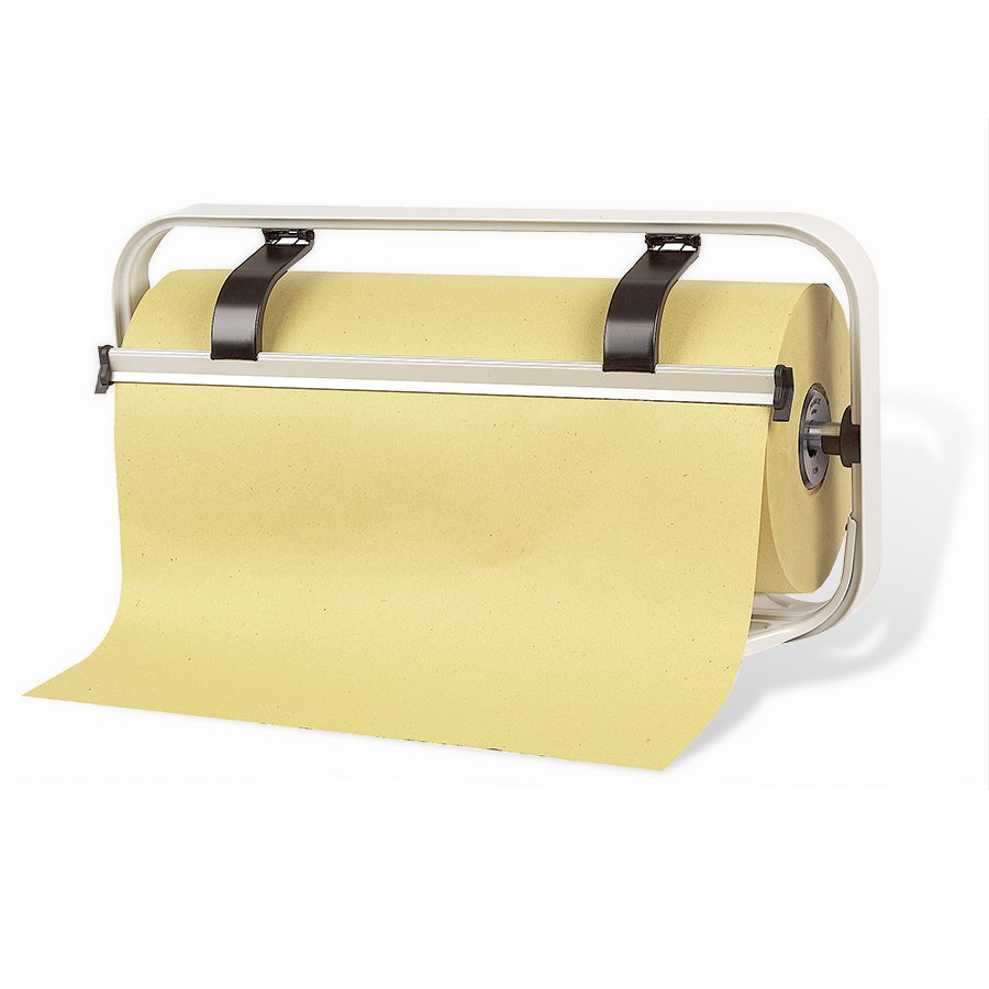 Packpapier-Rolle eingespannt in Abroller fr Packpapier