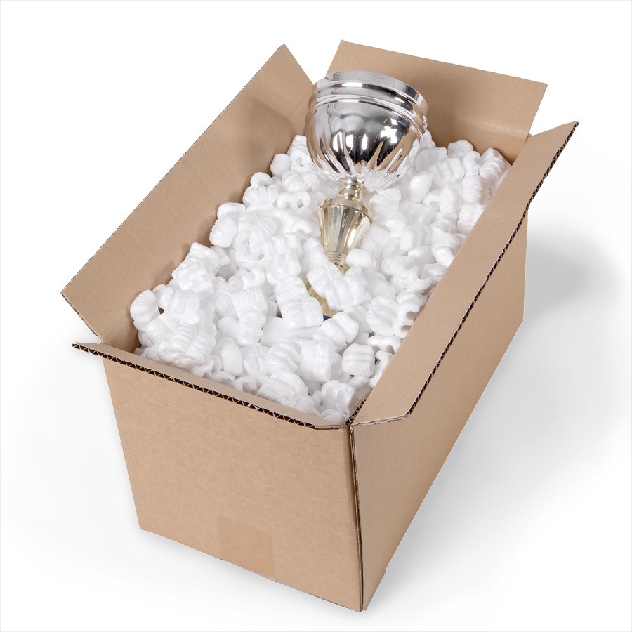 Die weien Verpackungschips sind formstabil und besonders stodmpfend