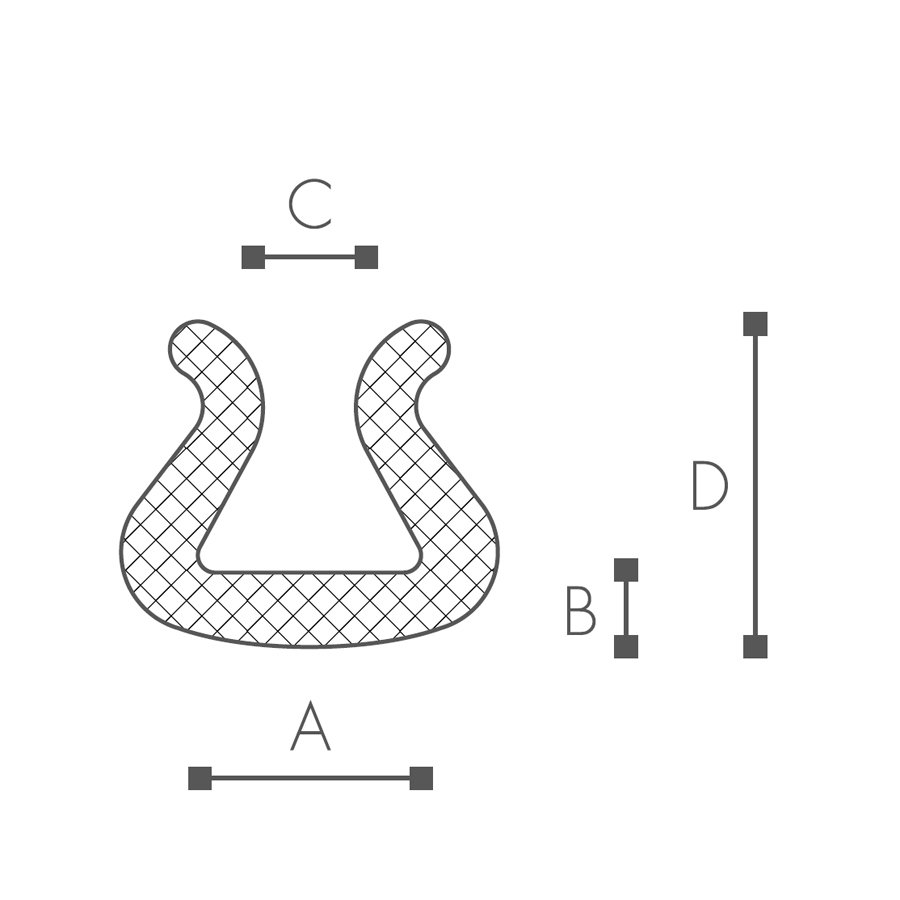 Abmessungen des Schaumprofils (siehe Preistabelle)
