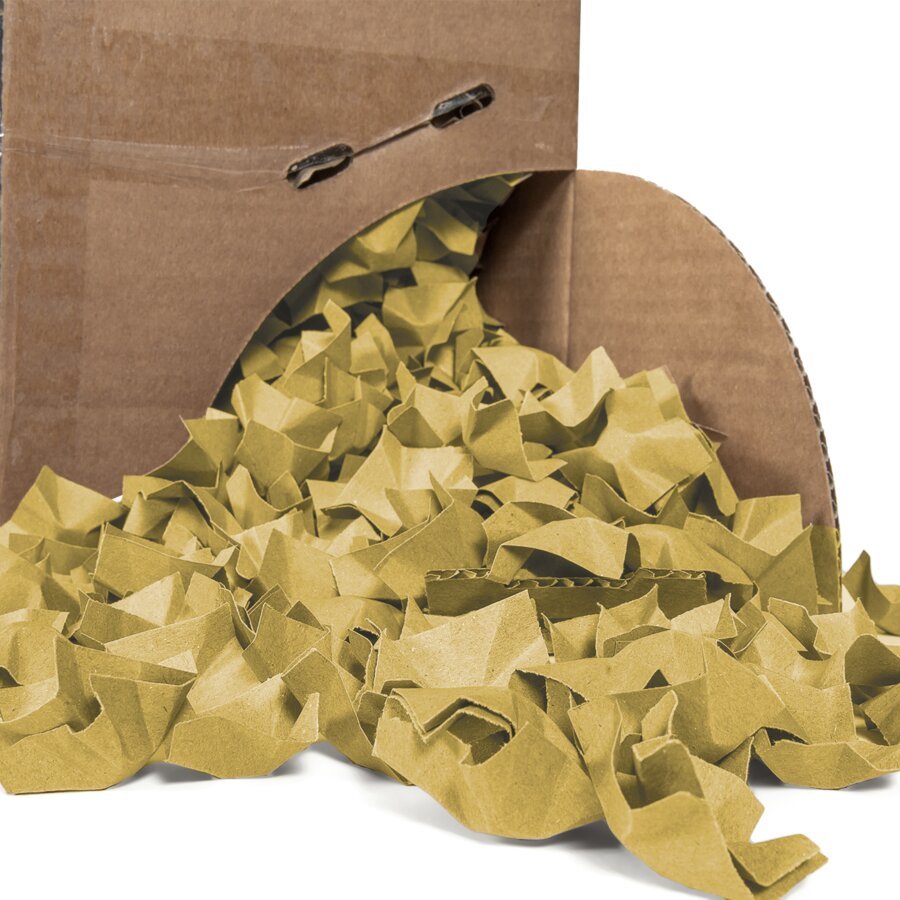 Die Papierchips verzahnen sich im Karton ineinander, dadurch entsteht kein Die Papierchips verzahnen sich im Karton ineinander, dadurch entsteht kein