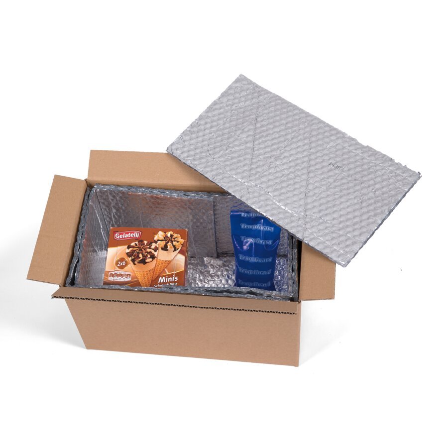 Die metallisierte Luftpolsterfolie kann auch als Isolierung Ihres Versandguts dienen