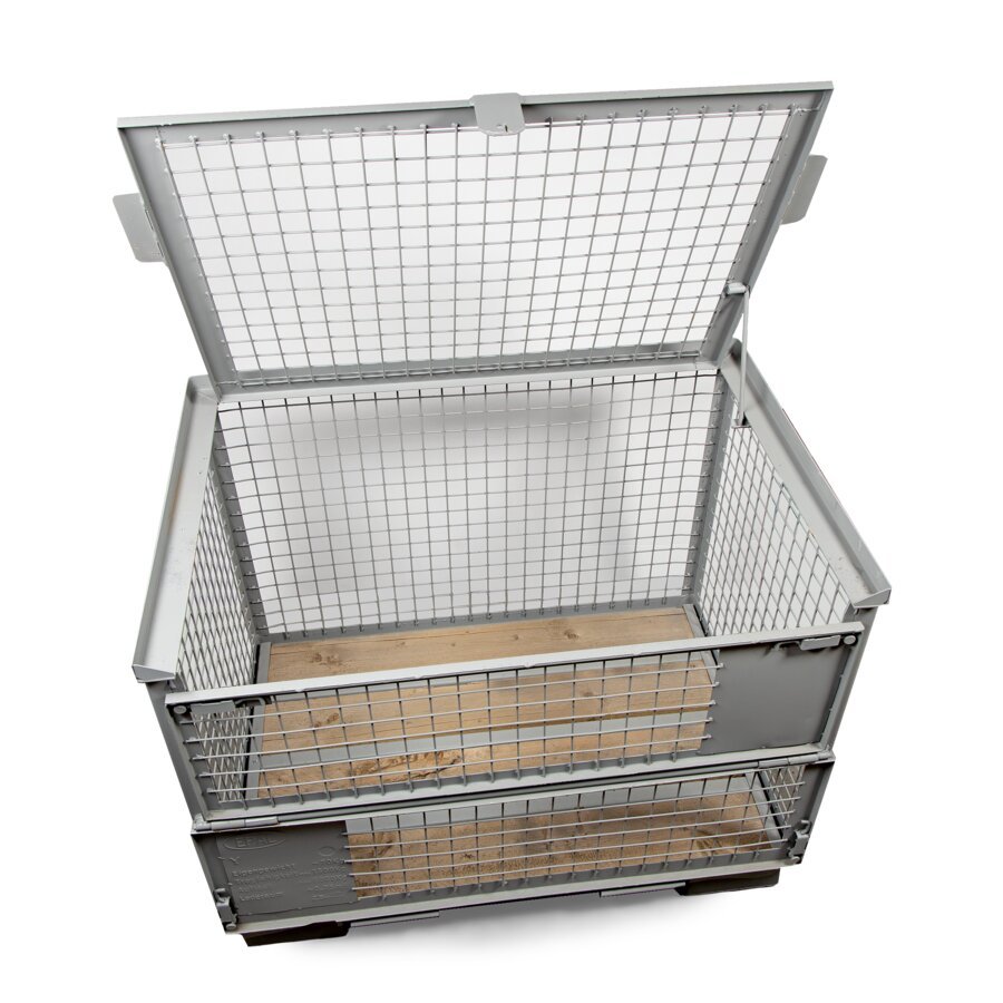 Tauschfhige Europool-Gitterbox aus Stahl, optional auch mit Deckel lieferbar