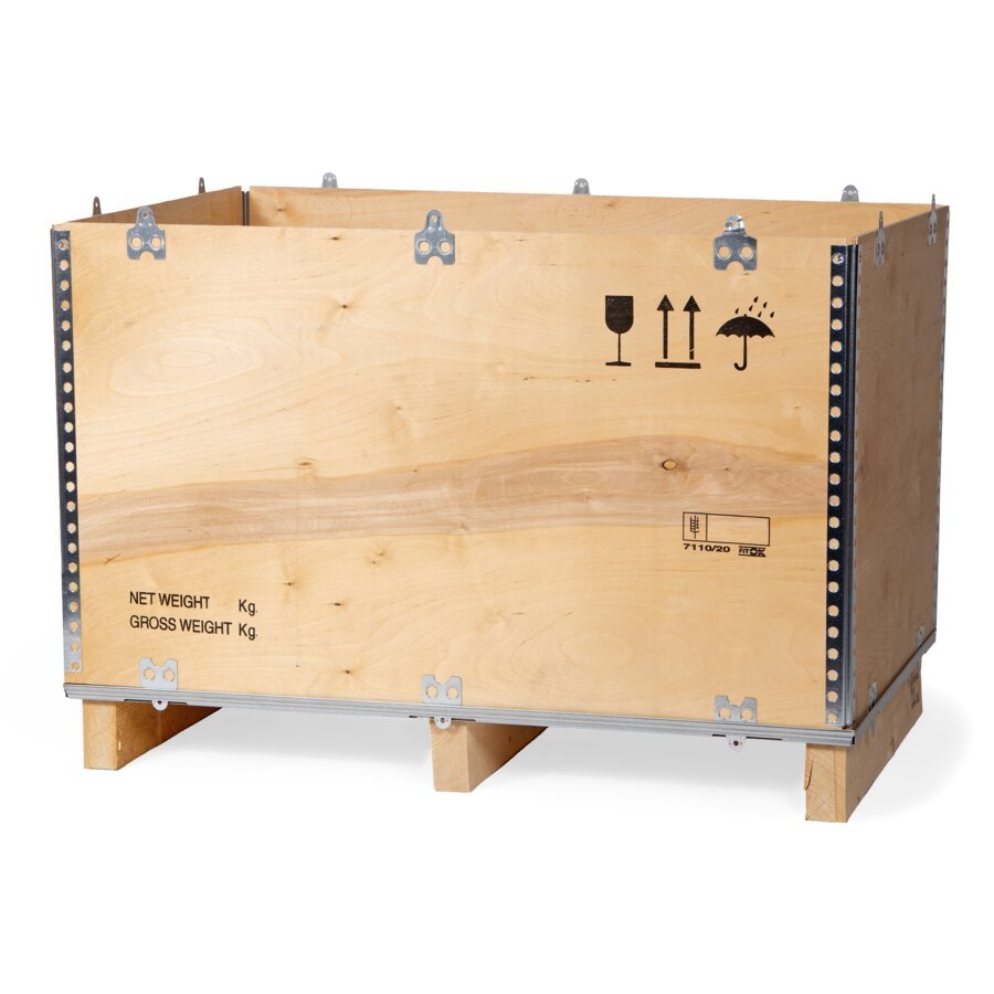 3-teilige Sperrholzkiste zum Falten, bestehend aus Boden + Ring + Deckel