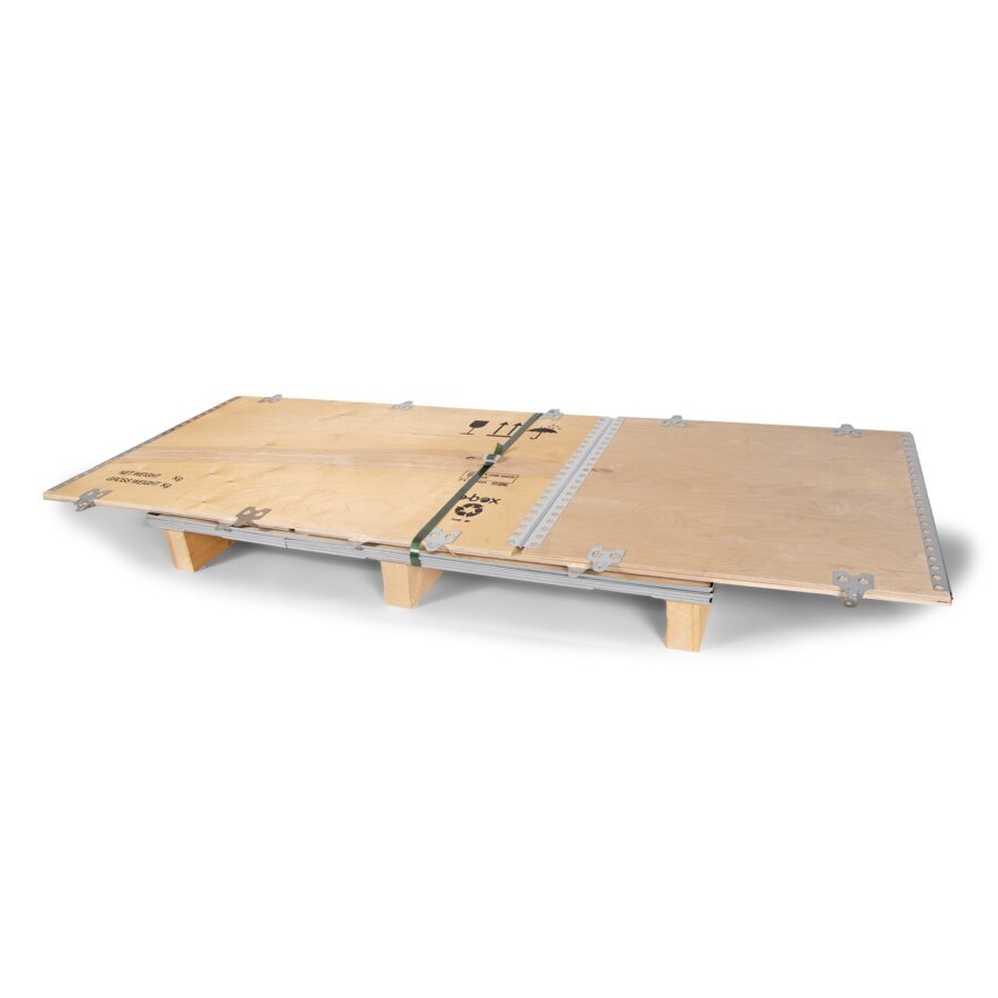 Die Faltkiste spart im flachliegenden Zustand wertvollen Lagerplatz