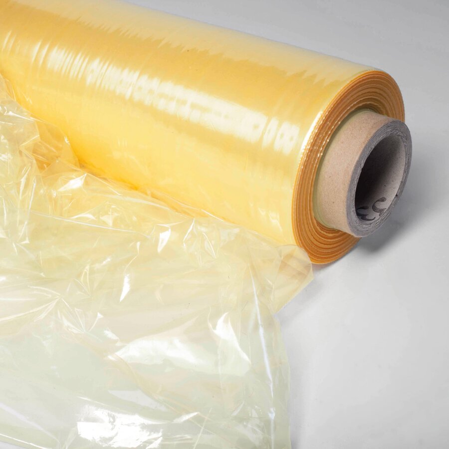 Die transparente Stretchfolie in gelb oder grn hinterlsst keinerlei Rckstnde auf dem verpackten Material