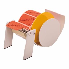 Etikettenspender mit eingelegter Rolle
