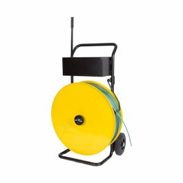 Abrollwagen fr Umreifungsband, fahrbar mit durchgngigem Griff