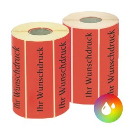 2 Rollen rotes Etikett - schwarzer Aufdruck 