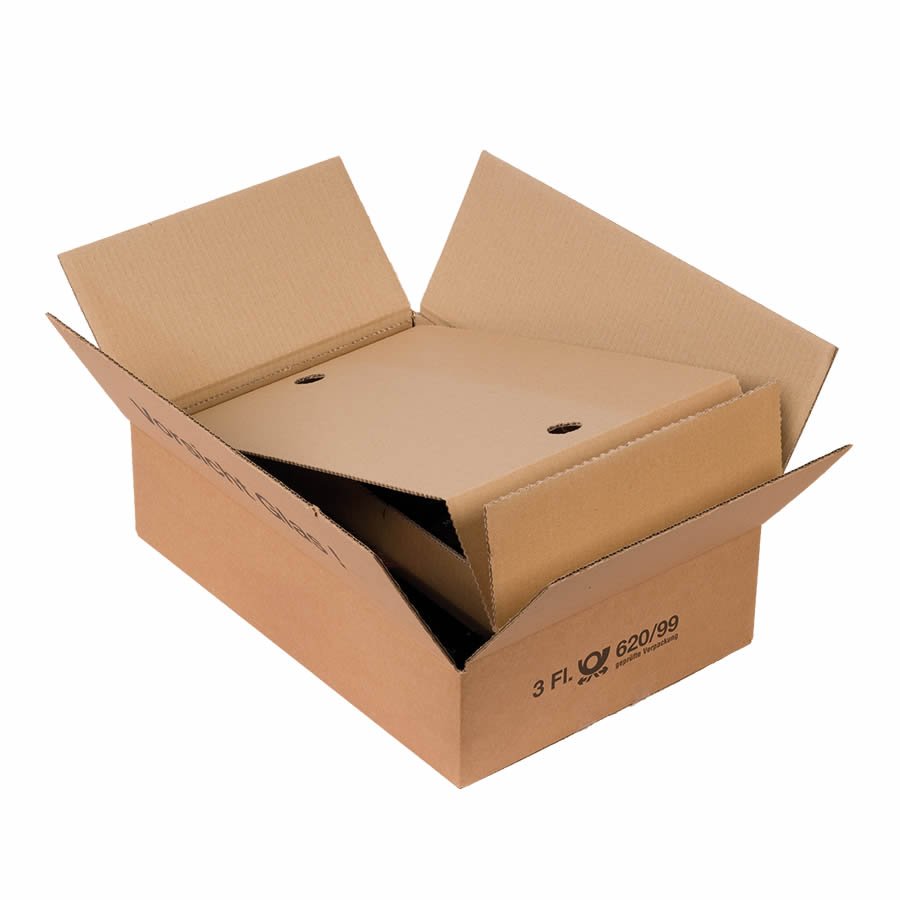 Bestehend aus einem Umkarton inkl. Gefache und Arretierung für kürzere Flaschen Bestehend aus einem Umkarton inkl. Gefache und Arretierung für kürzere Flaschen