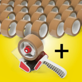Paketband PP 50 mm braun Set 36 Rollen mit Handabroller