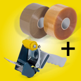 Paketband PP Bonus 50 mm braun Set 36 Rollen mit Handabroller