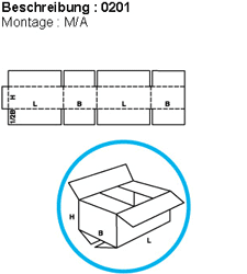 Skizze von FEFCO 0201 Faltschachteln