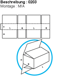 Skizze von FEFCO 0203 Faltschachteln