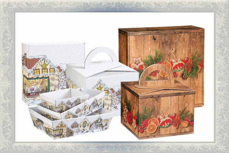 Kartons mit Wintermotiven